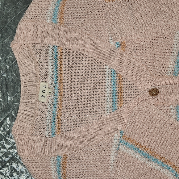 BNWOT POL Oversized Pink Striped Cardigan. - Picture 9 of 16